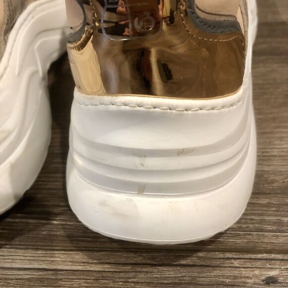 John Galliano Gazette Newspaper Leather Sneakers 8.5 US / 39 EU Pink Metallic - Picture 12 of 14